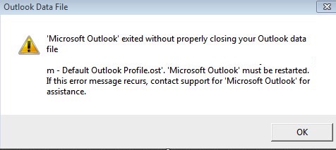 fichier informatique de données Outlook non fermé correctement