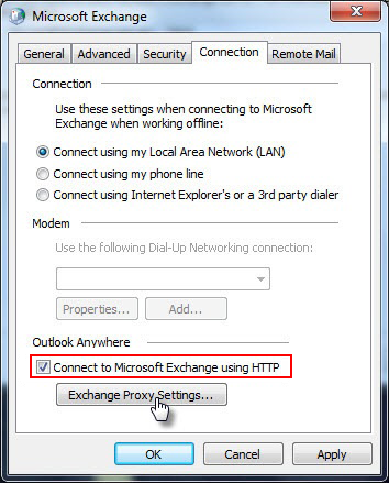 Exchange Proxy Settings